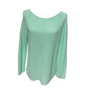 Eileen Fisher 100% Organic Linen Crochet Mint Green Sweater Size Medium